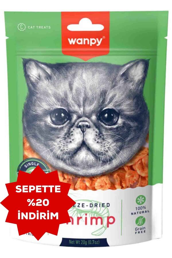 Wanpy Dondurularak Kurutulmuş Karides Kedi Ödül Maması 20gr