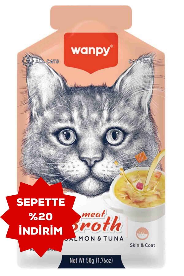Wanpy Kediler için Somon ve Ton Balığı Eti Çorbası 50gr