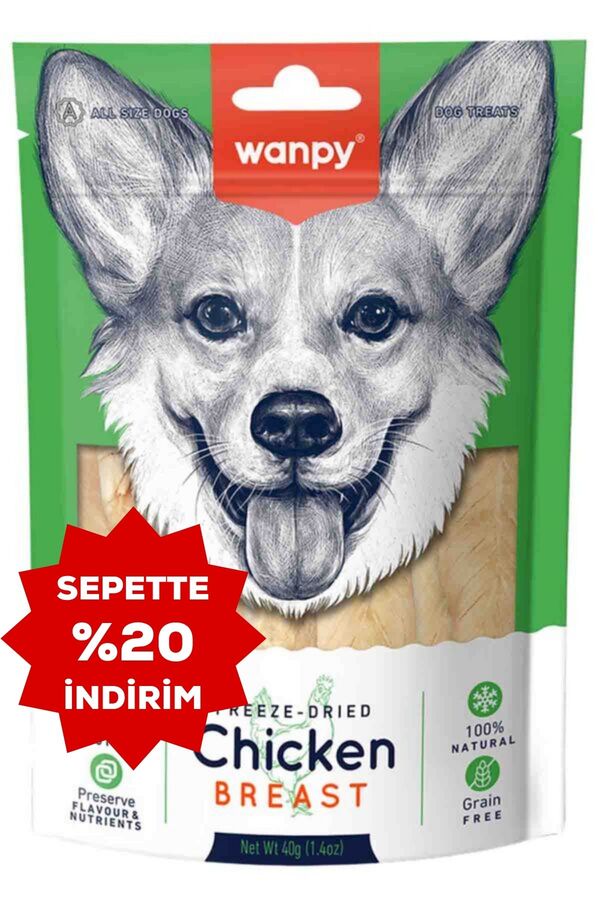 Wanpy Dondurularak Kurutulmuş Tavuk Göğsü Köpek Ödülü 40gr