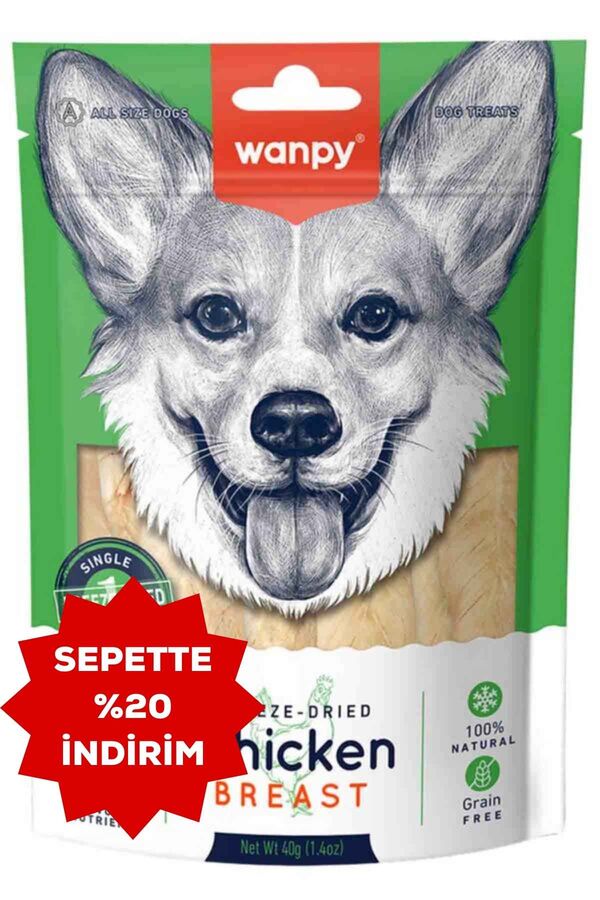 Wanpy Dondurularak Kurutulmuş Tavuk Göğsü Köpek Ödülü 40gr