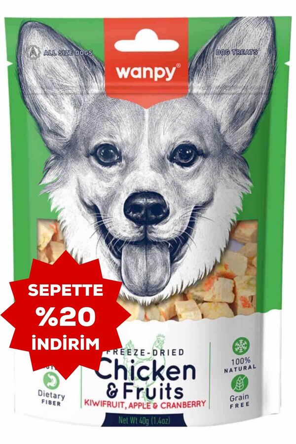 Wanpy Dondurularak Kurutulmuş Tavuk ve Meyveli Köpek Ödülü 40gr