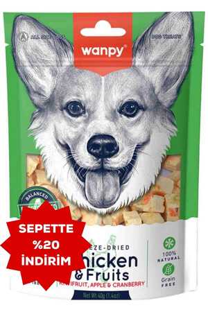 Wanpy Dondurularak Kurutulmuş Tavuk ve Meyveli Köpek Ödülü 40gr - Thumbnail