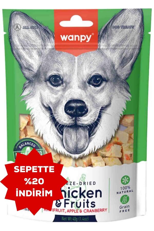 Wanpy Dondurularak Kurutulmuş Tavuk ve Meyveli Köpek Ödülü 40gr
