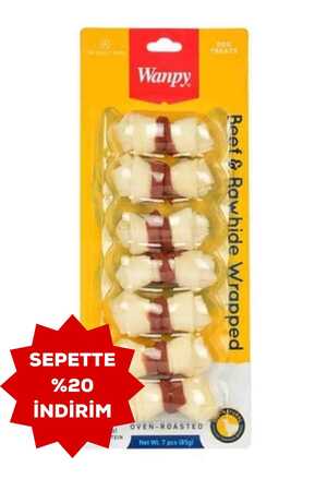 Wanpy Köpek Kemiği Biftek Sargılı Düğüm Deri Köpek Ödülü (7li) 85gr - Thumbnail