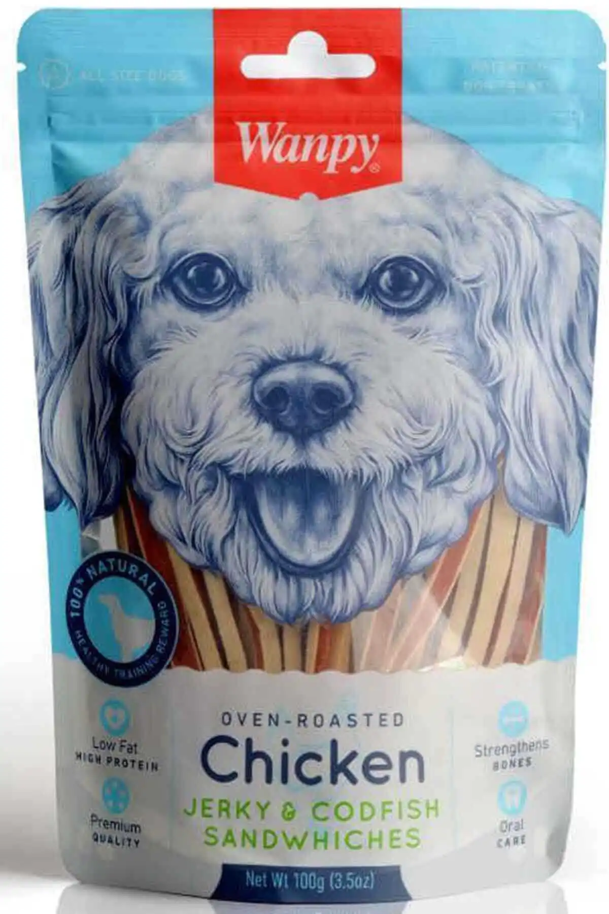 WANPY - Wanpy Oven Roasted Tavuklu Morina Balıklı Sandviç Köpek Ödülü 100gr