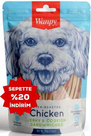 Wanpy Oven Roasted Tavuklu Morina Balıklı Sandviç Köpek Ödülü 100gr - Thumbnail