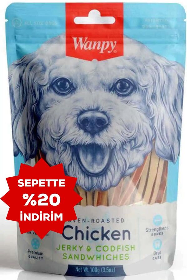 Wanpy Oven Roasted Tavuklu Morina Balıklı Sandviç Köpek Ödülü 100gr