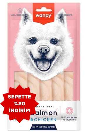 Wanpy Somonlu ve Tavuklu Krema Köpek Ödülü 5x14gr - Thumbnail