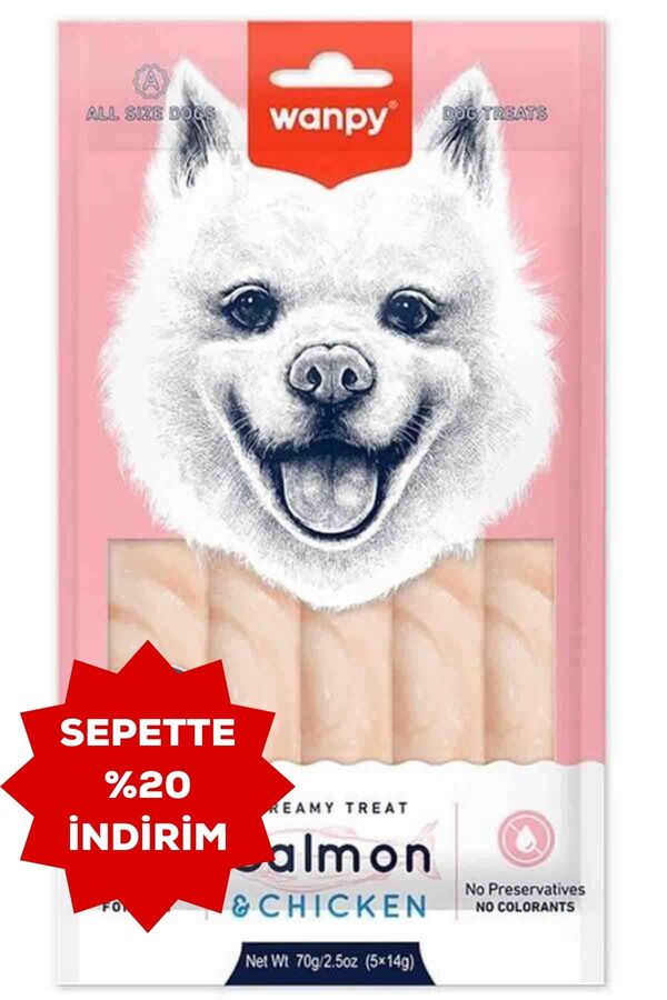 Wanpy Somonlu ve Tavuklu Krema Köpek Ödülü 5x14gr