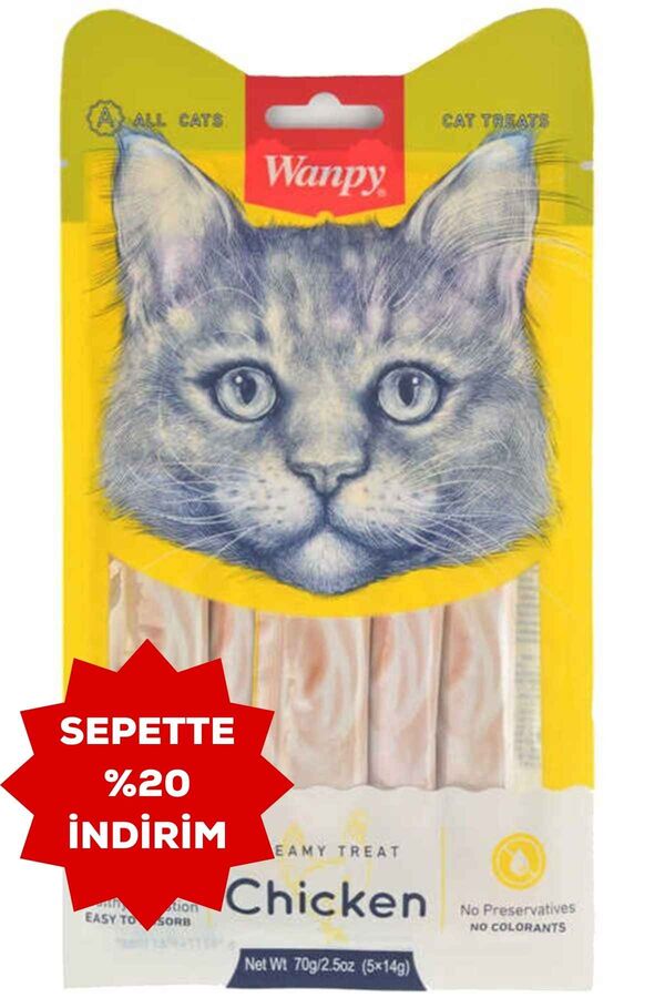 Wanpy Tavuklu Sıvı Kedi Ödül Maması 5x14gr