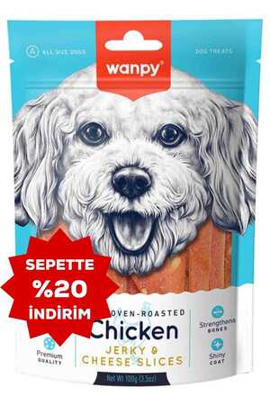 Wanpy Tavuklu ve Peynirli Dilimlenmiş Yumuşak Köpek Ödülü 100gr - Thumbnail