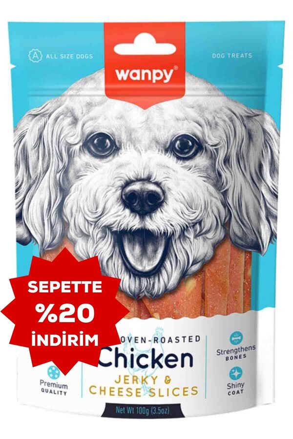 Wanpy Tavuklu ve Peynirli Dilimlenmiş Yumuşak Köpek Ödülü 100gr