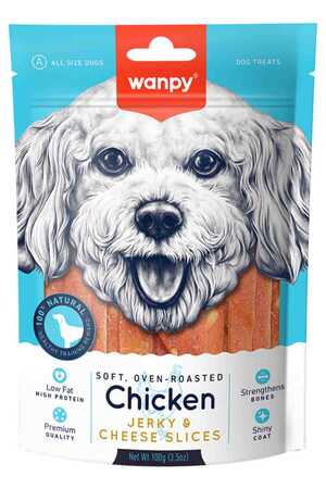 Wanpy Tavuklu ve Peynirli Dilimlenmiş Yumuşak Köpek Ödülü 100gr - Thumbnail