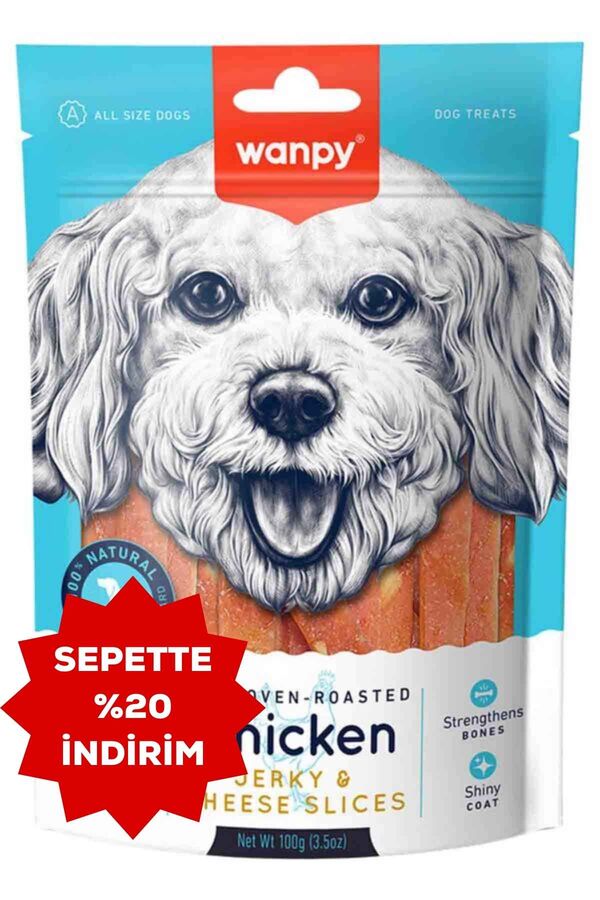 Wanpy Tavuklu ve Peynirli Dilimlenmiş Yumuşak Köpek Ödülü 100gr