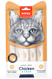 WANPY - Wanpy Tavuklu ve Yengeçli Sıvı Kedi Ödül Maması 5x14gr
