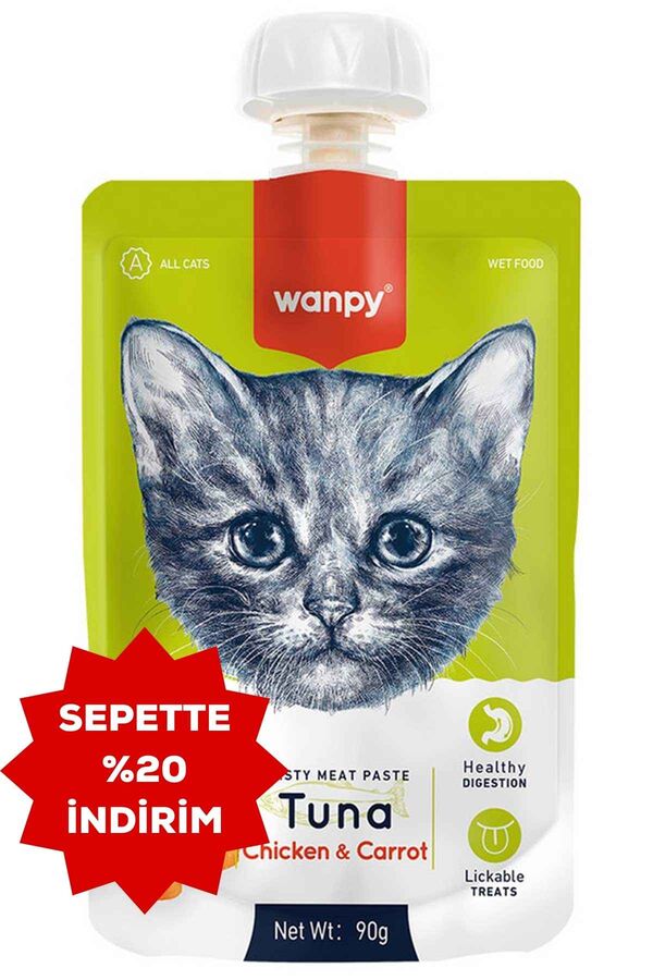 Wanpy Ton Balığı ve Tavuklu Taze Ezme Kedi Ödül Maması 90gr