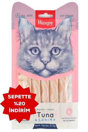 WANPY - Wanpy Ton Balığı ve Karidesli Sıvı Kedi Ödülü Maması 5x14gr