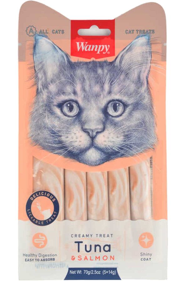 Wanpy Ton Balığı ve Somonlu Sıvı Kedi Ödül Maması 5x14gr