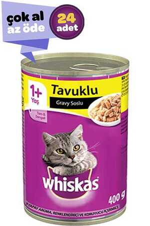 Whiskas Gravy Soslu Tavuk Etli Yetişkin Kedi Konservesi 24x400gr (24lü)
