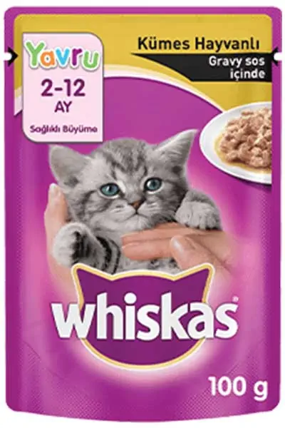 Whiskas Pouch Gravy Soslu Kümes Hayvanlı Yavru Kedi Konservesi 100gr