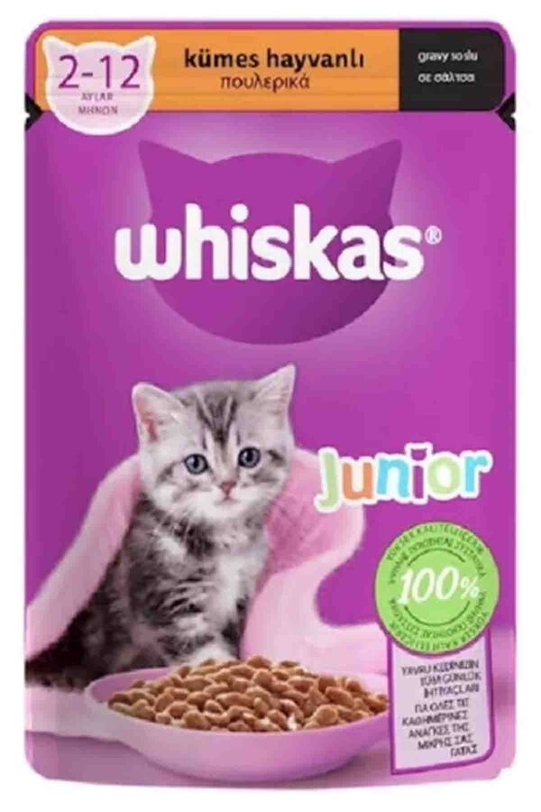 Whiskas Pouch Gravy Soslu Kümes Hayvanlı Yavru Kedi Konservesi 85gr