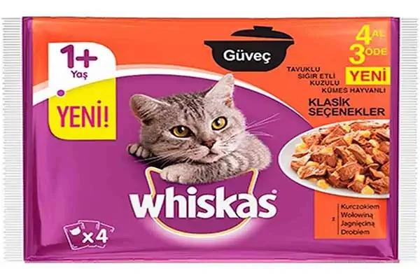 Whiskas Pouch Güveç Et Çeşitli Yetişkin Kedi Konservesi 4x85gr (4lü)