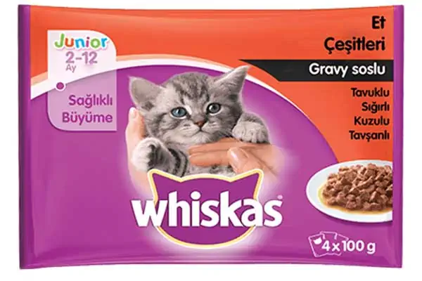 Whiskas Pouch Karışık Et Çeşitli Yavru Kedi Konservesi 4x100gr (4lü)