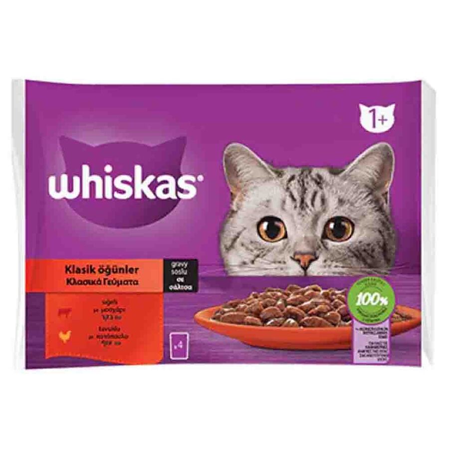 Whiskas Pouch Sığırlı ve Tavuklu Yetişkin Kedi Konservesi 85gr(4lü)