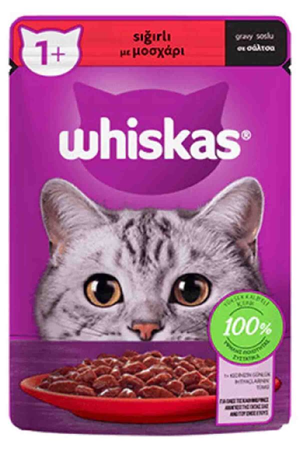 Whiskas Pouch Sos İçinde Sığır Etli Yetişkin Kedi Konservesi 85gr