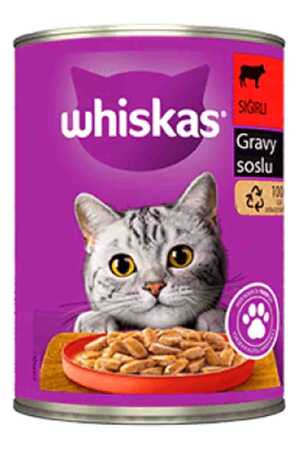 WHISKAS - Whiskas Sos İçinde Sığır Etli Yetişkin Kedi Konservesi 400gr
