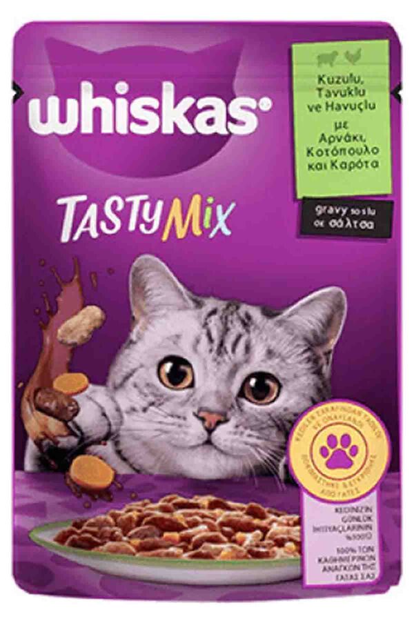 Whiskas Tasty Mix Kuzulu Tavuklu Havuçlu Yetişkin Kedi Konservesi 85gr
