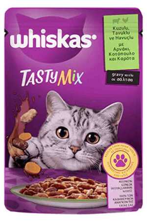WHISKAS - Whiskas Tasty Mix Kuzulu Tavuklu Havuçlu Yetişkin Kedi Konservesi 85gr