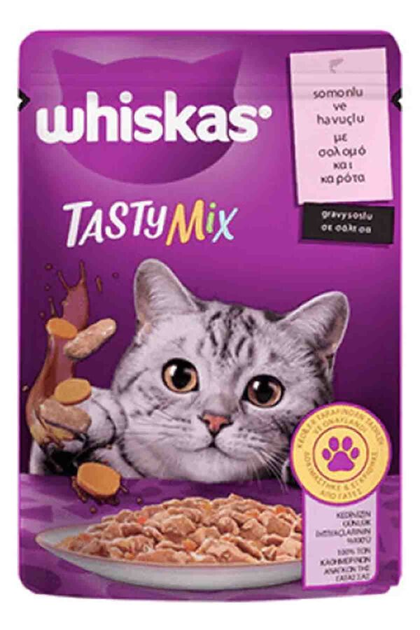 Whiskas Tasty Mix Somonlu Havuçlu Yetişkin Kedi Konservesi 85gr